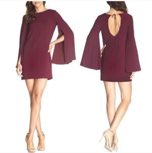 NWT Dress the Population Lillie Burgundy Cape Sleeve Dress
